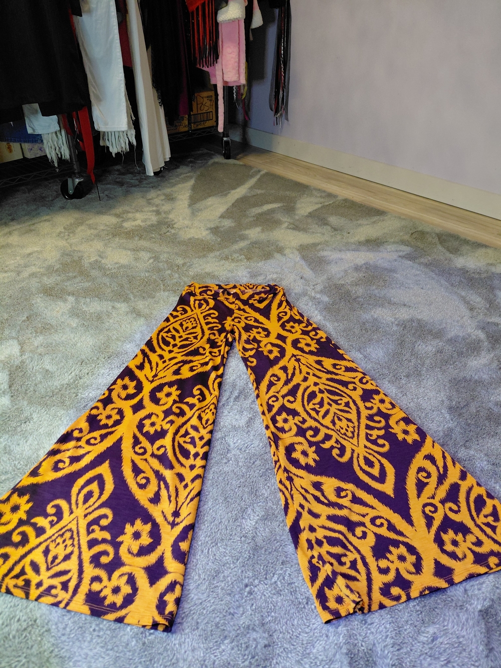 cezanne Purple and Gold Swirl Print Pants